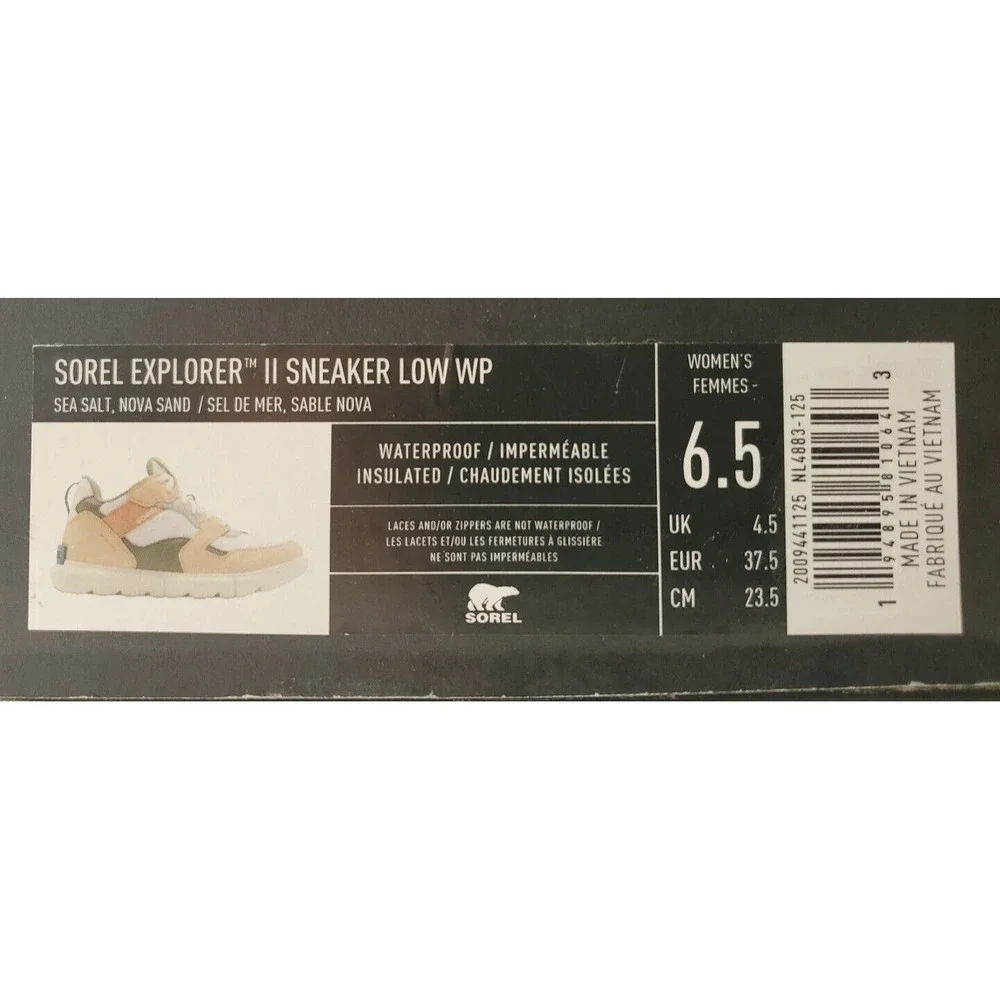 Sorel Women's Explorer II Sneaker Low WP Sea Salt/Nova Sand 6.5M US NEW!
